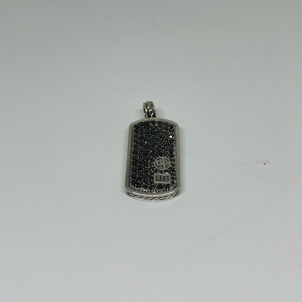 David Yurman dog tag pendent with black diamonds - Picture 3 of 7